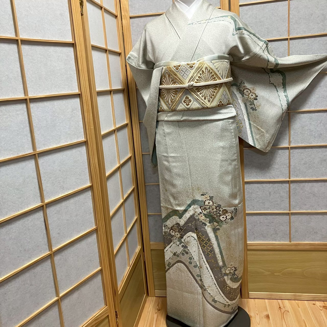 8490# Japanese Kimono only sold Vintage Womens Silk Fabric Robe Unlined kimono