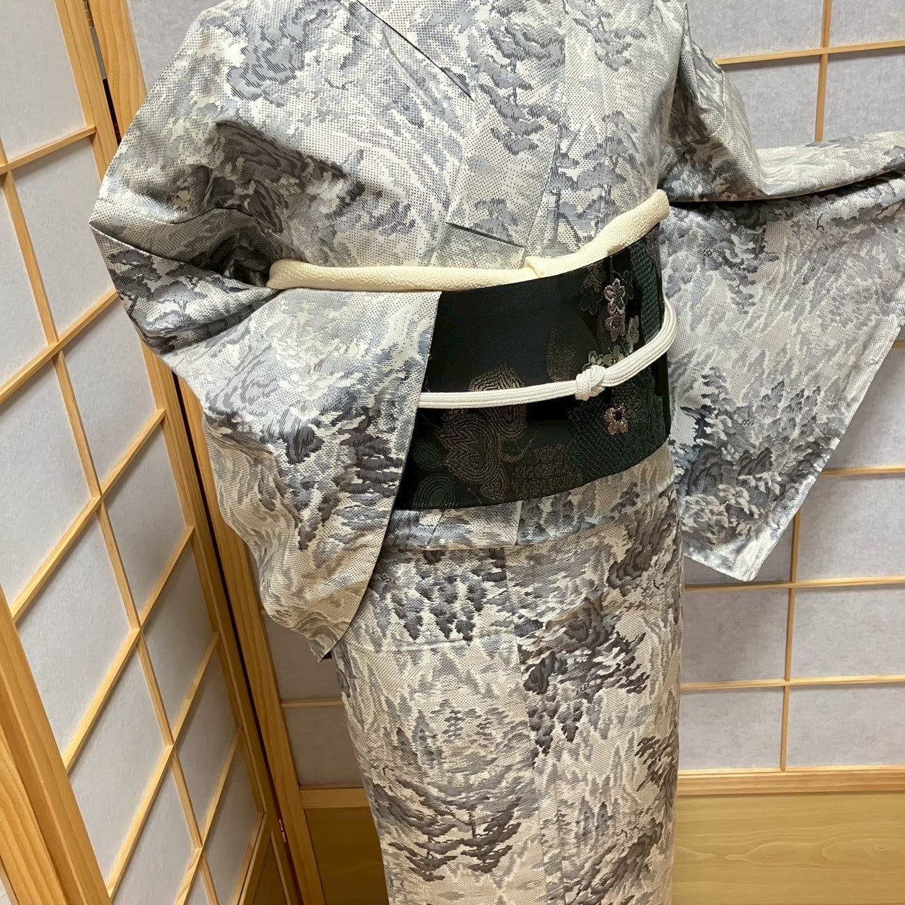8746# Japanese Kimono only sold Vintage Womens Silk Fabric Robe Unlined kimono