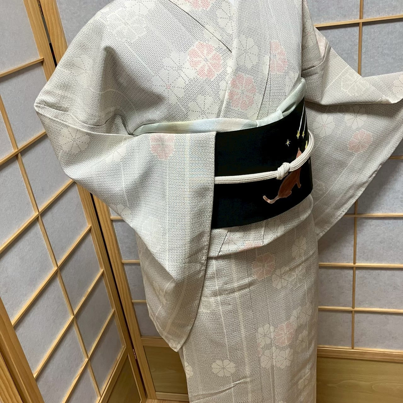 8748# Japanese Kimono only sold Vintage Womens Silk Fabric Robe Unlined kimono