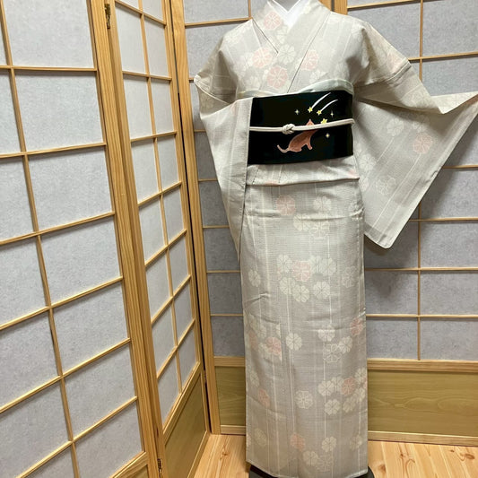 8748# Japanese Kimono only sold Vintage Womens Silk Fabric Robe Unlined kimono