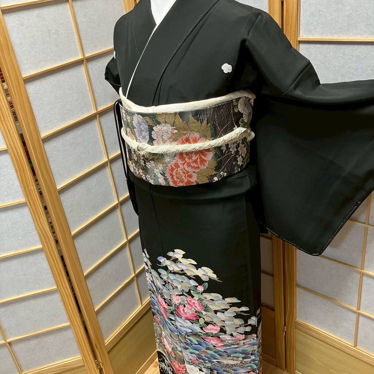 8462# Japanese Tomesode Kimono Vintage Womens Silk Fabric Robe Kimono only sold