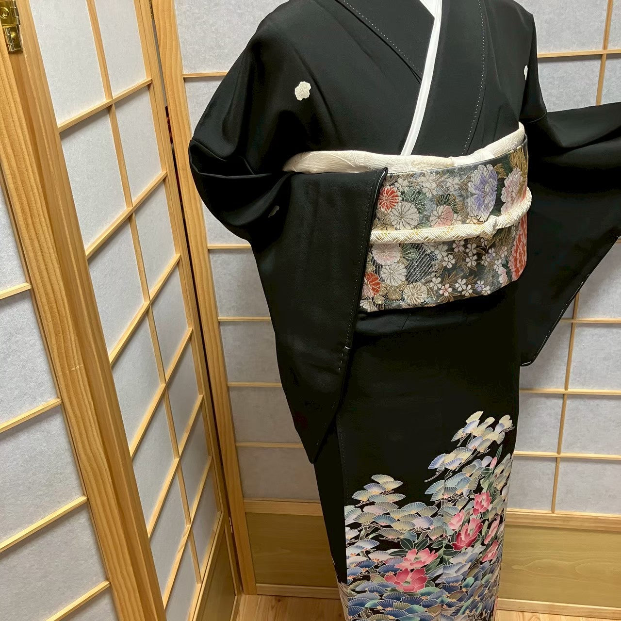 8462# Japanese Tomesode Kimono Vintage Womens Silk Fabric Robe Kimono only sold
