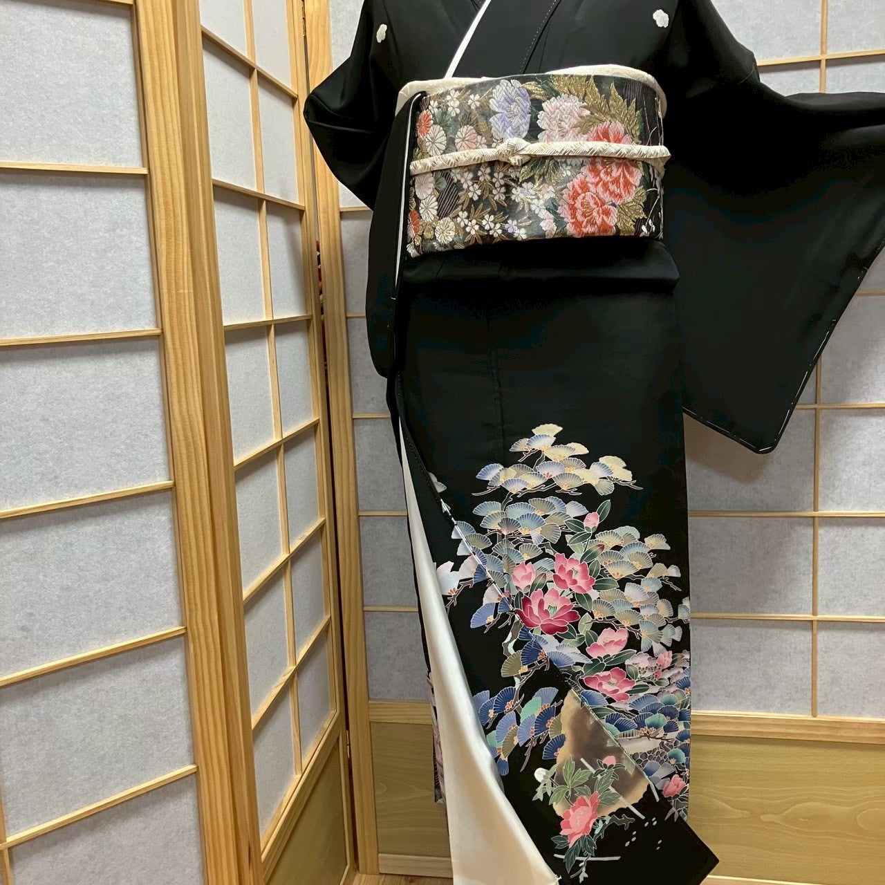 8462# Japanese Tomesode Kimono Vintage Womens Silk Fabric Robe Kimono only sold