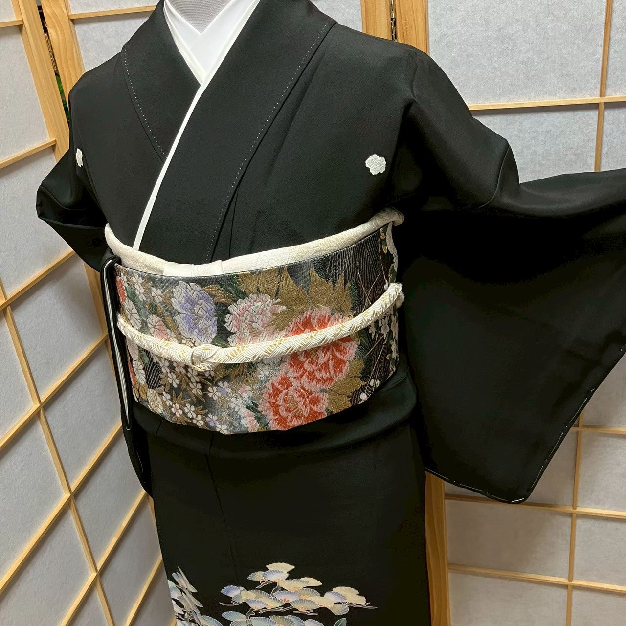 8462# Japanese Tomesode Kimono Vintage Womens Silk Fabric Robe Kimono only sold