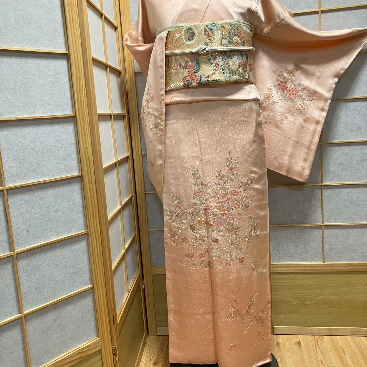 8463# Japanese Kimono Vintage Womens Silk Fabric Robe Kimono only sold