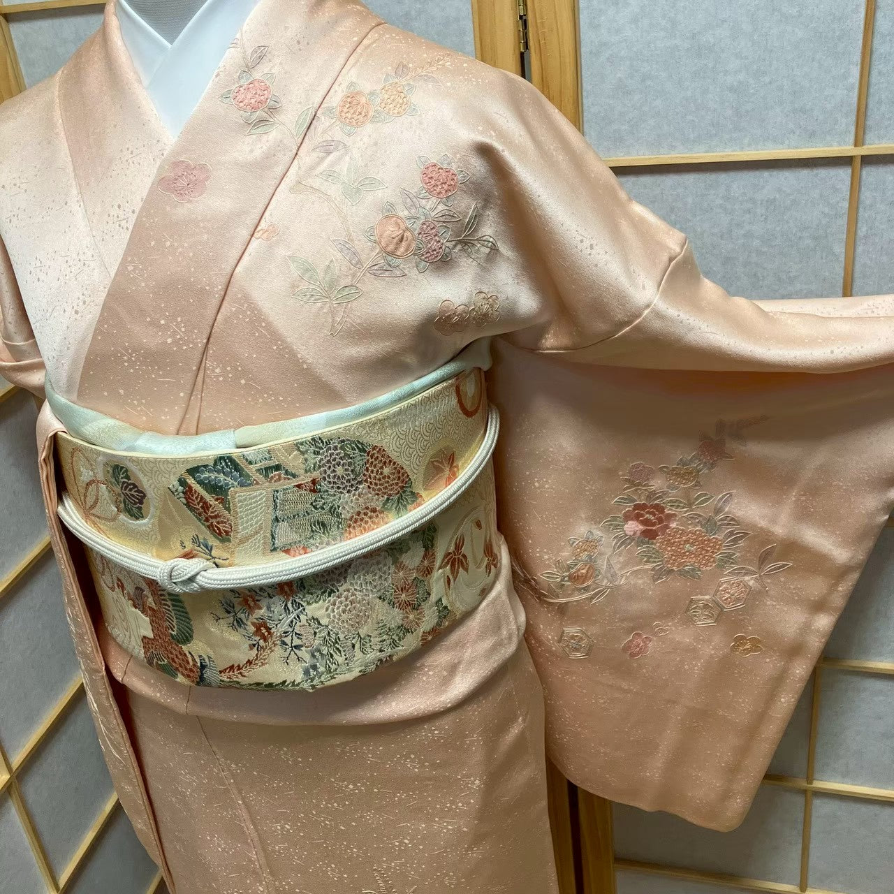 8463# Japanese Kimono Vintage Womens Silk Fabric Robe Kimono only sold