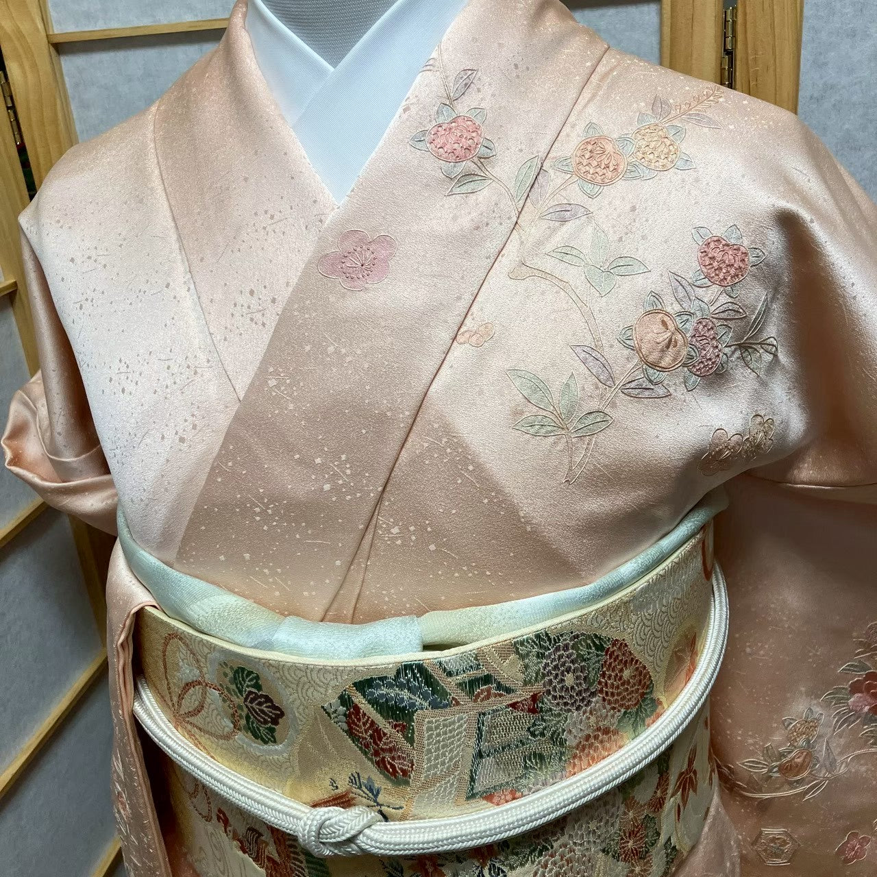 8463# Japanese Kimono Vintage Womens Silk Fabric Robe Kimono only sold