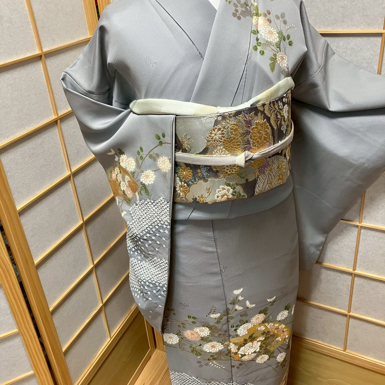 8464# Japanese Kimono Vintage Womens Silk Fabric Robe Kimono only sold
