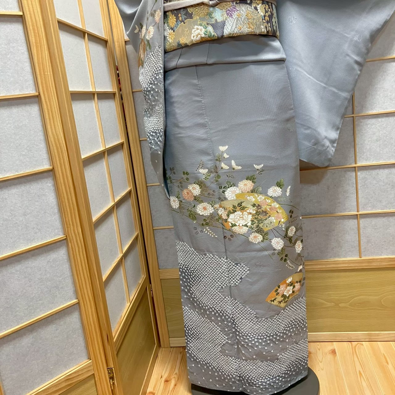 8464# Japanese Kimono Vintage Womens Silk Fabric Robe Kimono only sold