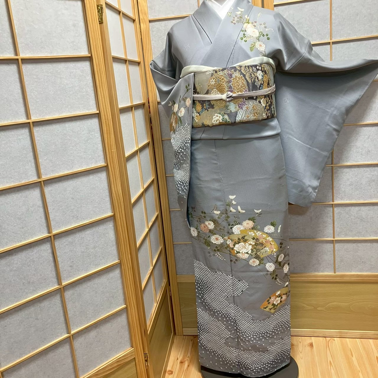 8464# Japanese Kimono Vintage Womens Silk Fabric Robe Kimono only sold