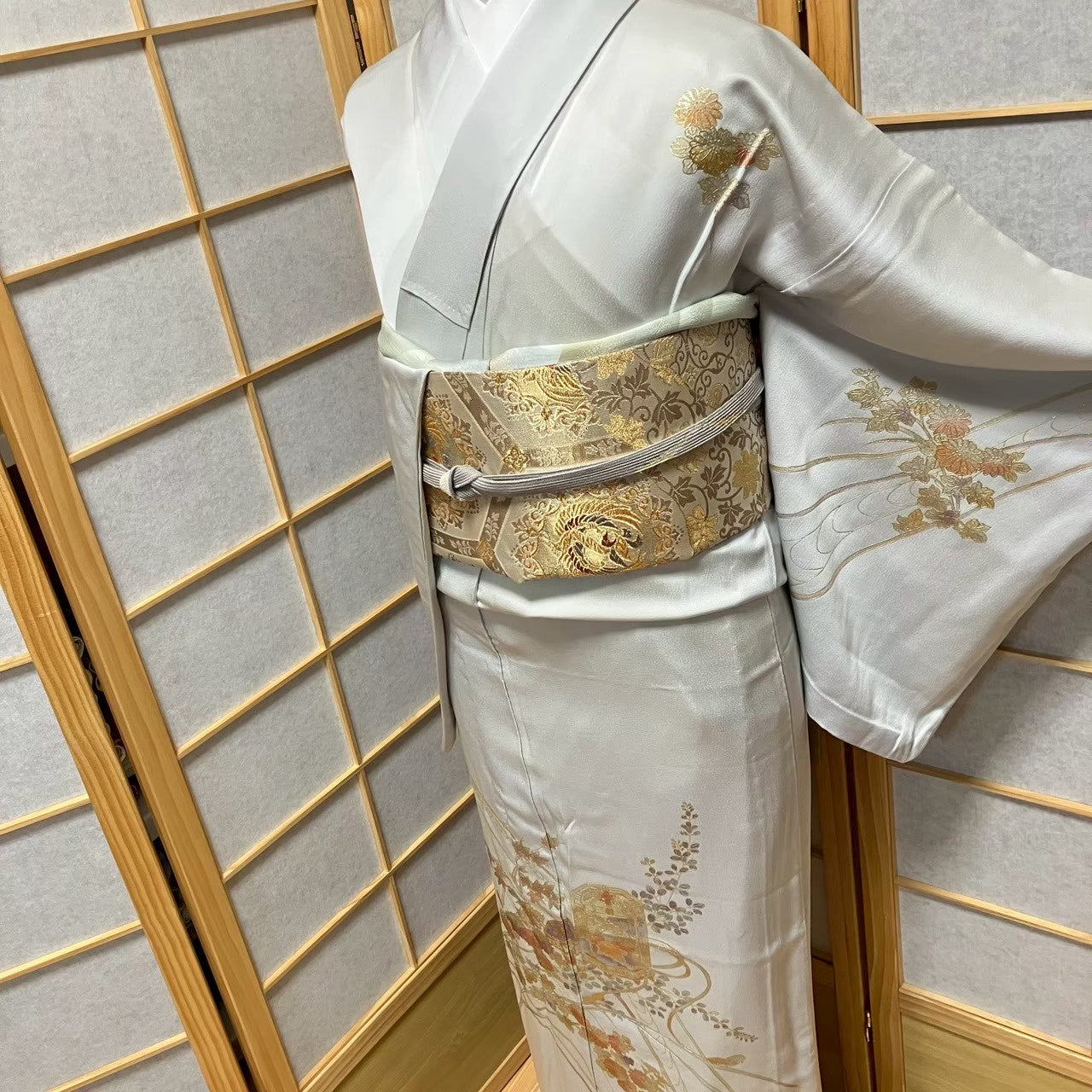 8805# Japanese Kimono only sold Vintage Womens Silk Fabric Robe Unlined kimono