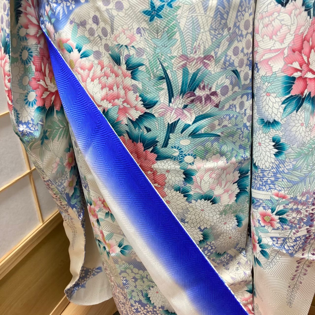 9772# Japanese Furisode Kimono Obi Obijime Obiage 4-Piece Set Womens Silk Robe