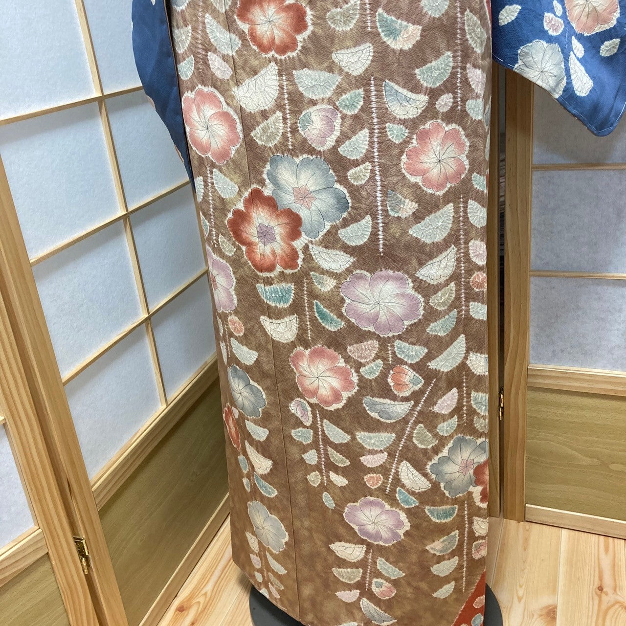 0537# Japanese Kimono Vintage Womens Silk Fabric Robe Kimono only sold Shibori