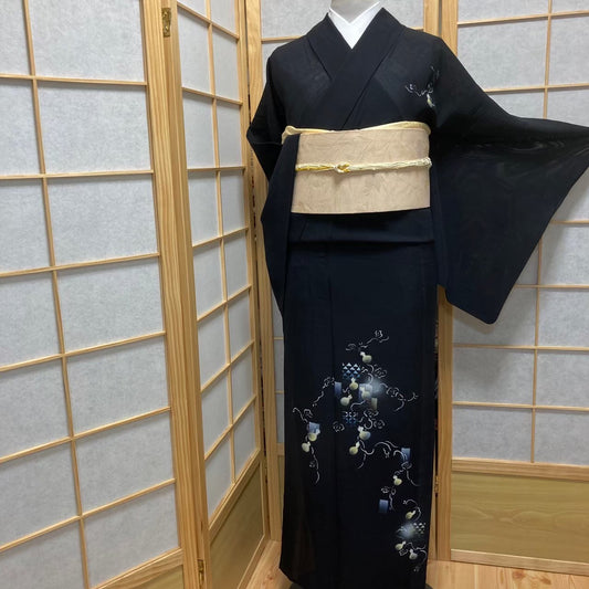 0534# Japanese Kimono only sold Vintage Womens Silk Fabric Robe Summer kimono