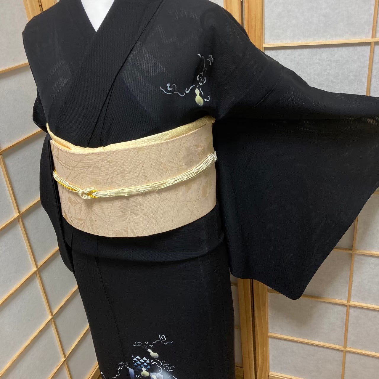 0534# Japanese Kimono only sold Vintage Womens Silk Fabric Robe Summer kimono
