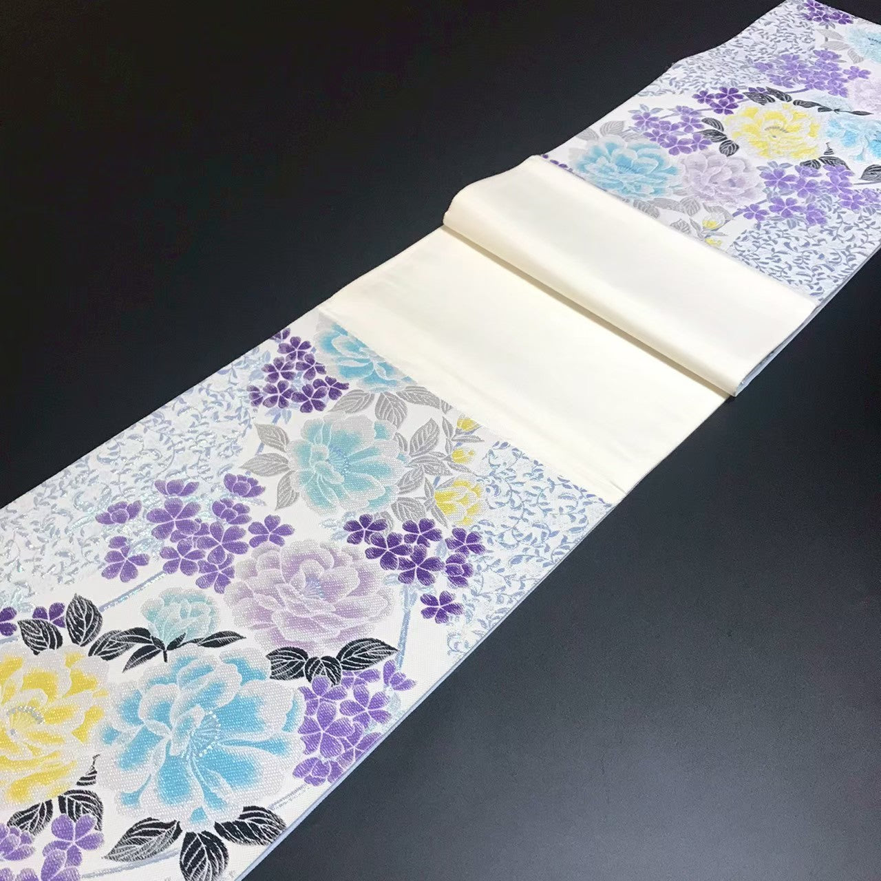 7199# Japanese Vintage Fukuro Obi Belt Kimono Fabric Silk Traditional Embroidery