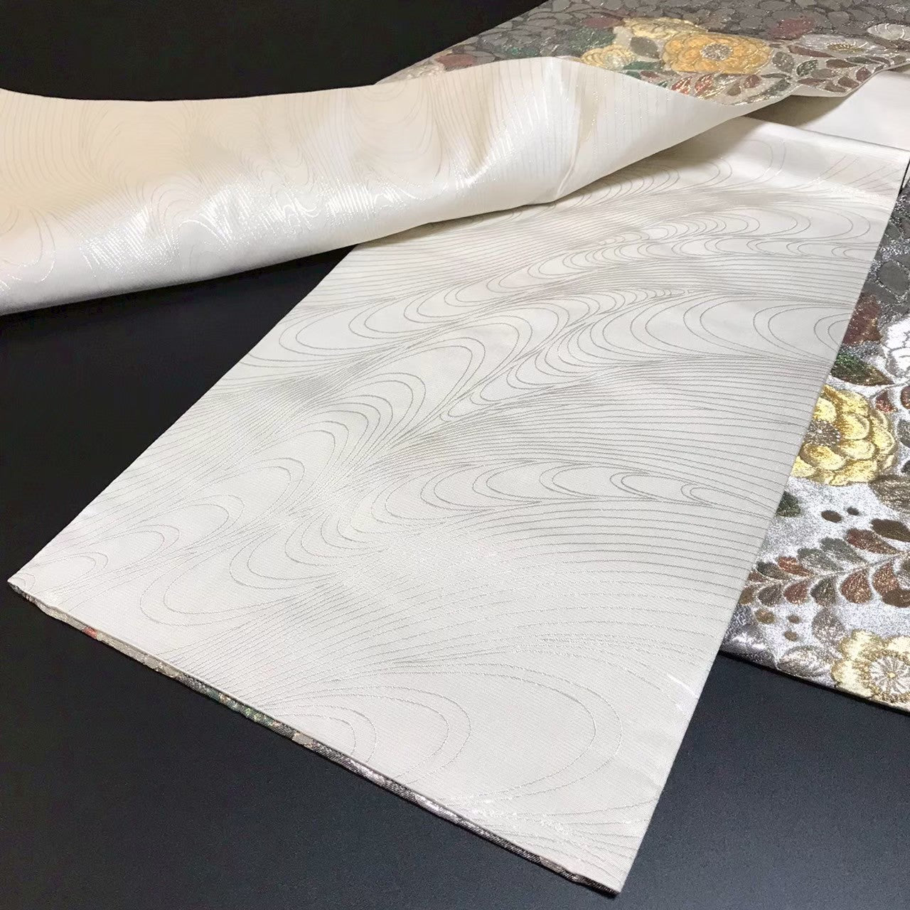 7518# Japanese Vintage Fukuro Obi Belt Kimono Fabric Silk Traditional