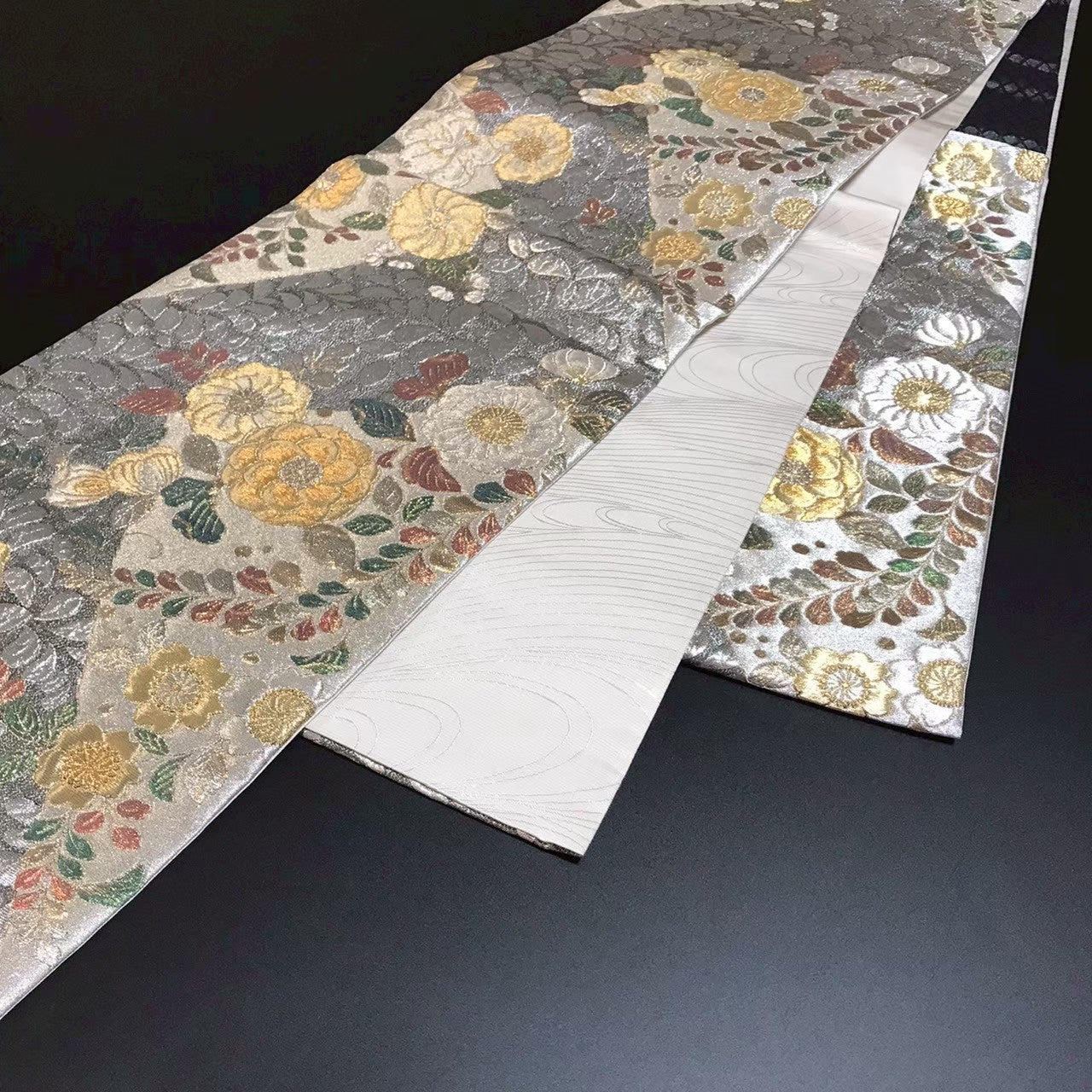 7518# Japanese Vintage Fukuro Obi Belt Kimono Fabric Silk Traditional