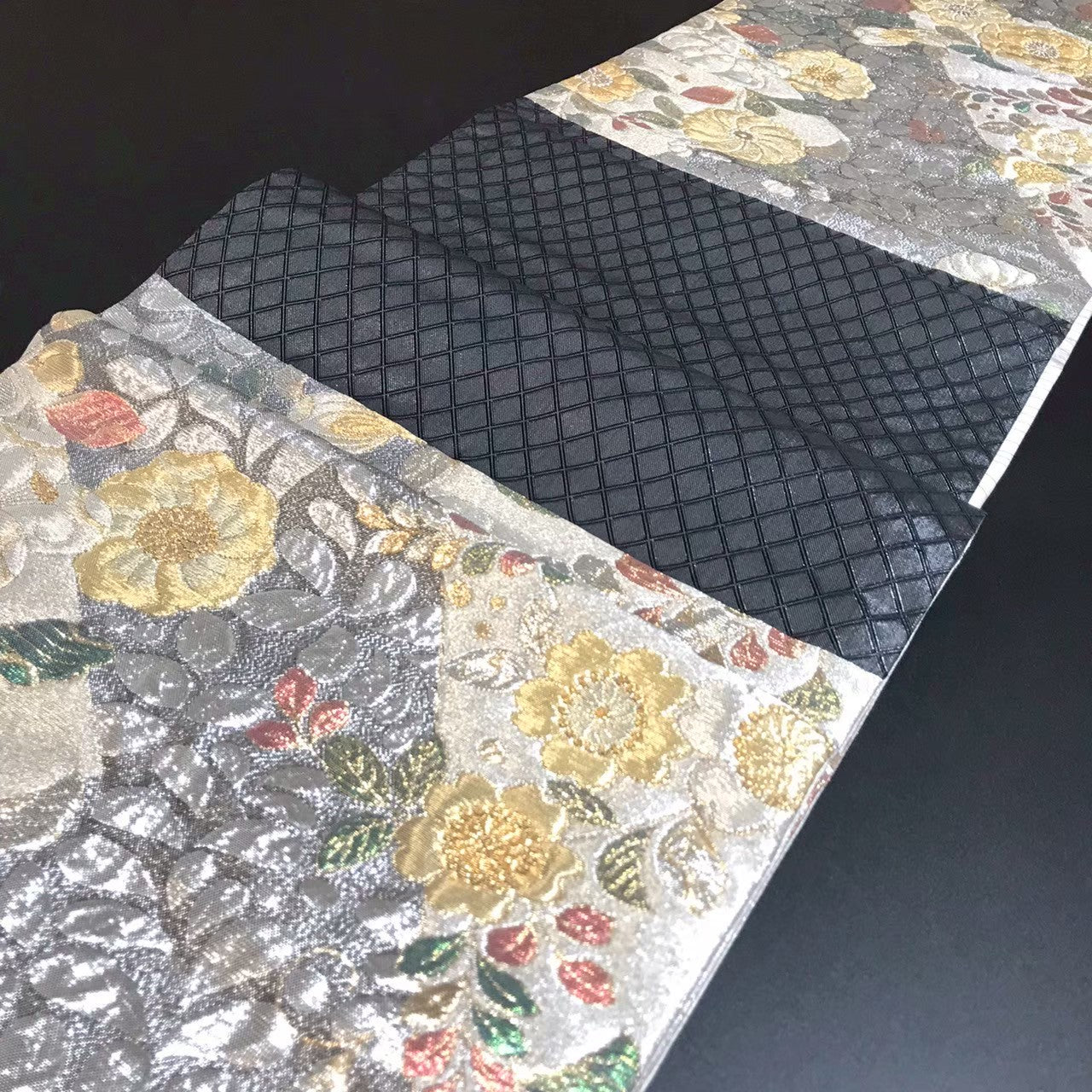 7518# Japanese Vintage Fukuro Obi Belt Kimono Fabric Silk Traditional