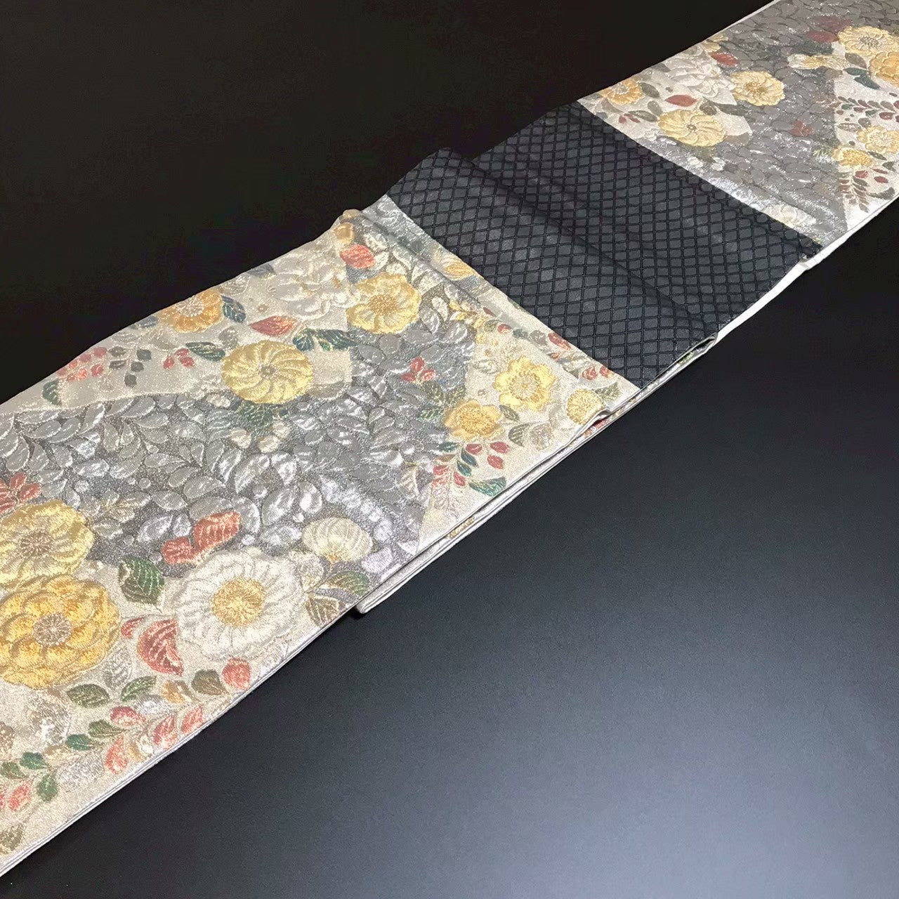 7518# Japanese Vintage Fukuro Obi Belt Kimono Fabric Silk Traditional