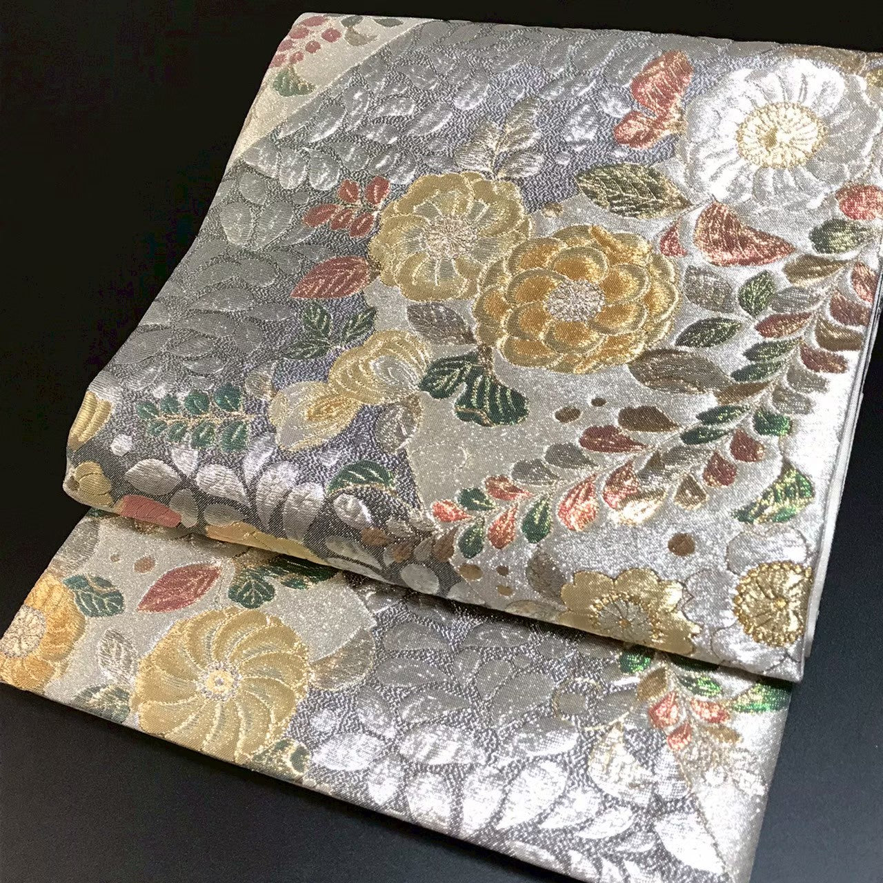 7518# Japanese Vintage Fukuro Obi Belt Kimono Fabric Silk Traditional