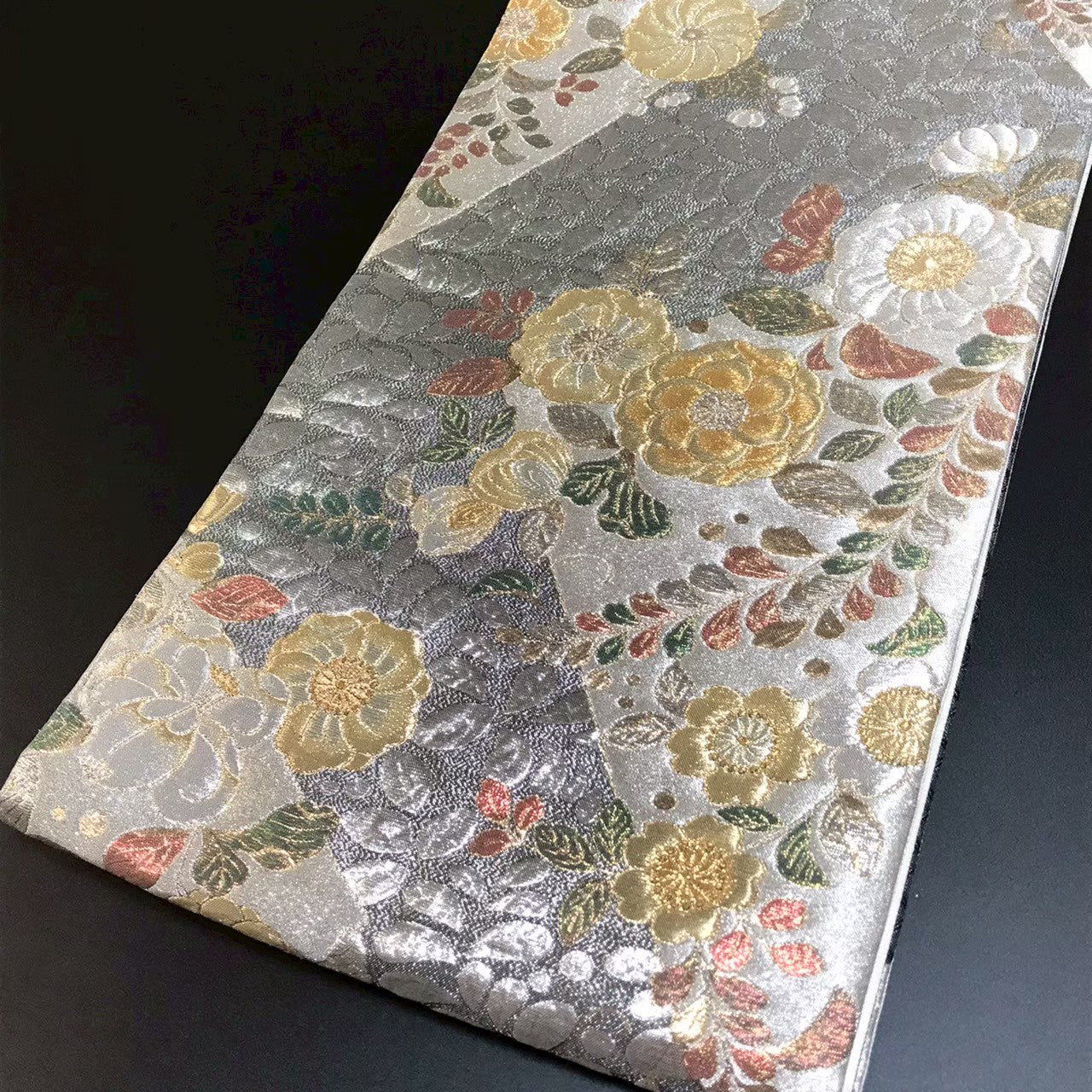 7518# Japanese Vintage Fukuro Obi Belt Kimono Fabric Silk Traditional