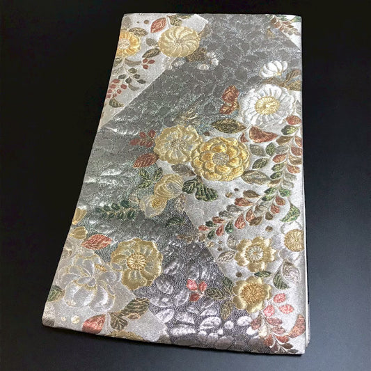 7518# Japanese Vintage Fukuro Obi Belt Kimono Fabric Silk Traditional