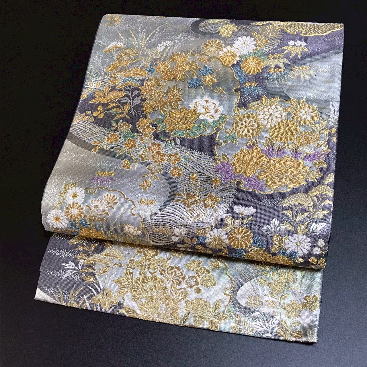 7519# Japanese Vintage Fukuro Obi Belt Kimono Fabric Silk Traditional