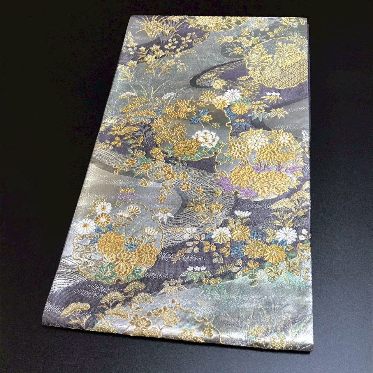 7519# Japanese Vintage Fukuro Obi Belt Kimono Fabric Silk Traditional