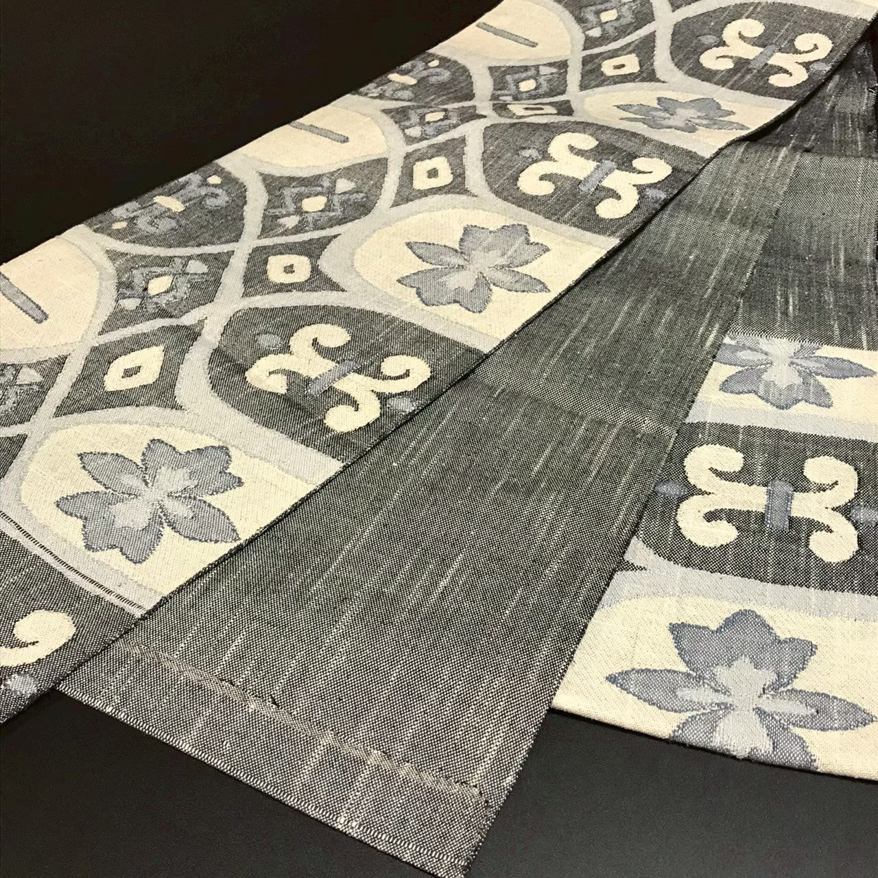 7506# Japanese Vintage Nagoya Obi Belt Kimono Tsumugi Fabric Silk Traditional