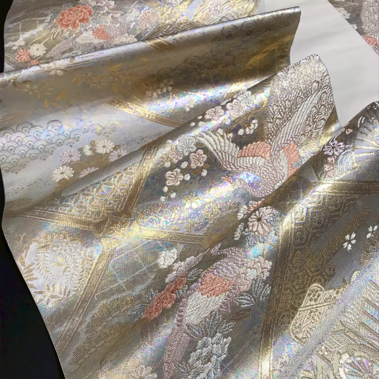 7509# Japanese Vintage Fukuro Obi Belt Kimono Fabric Silk Traditional