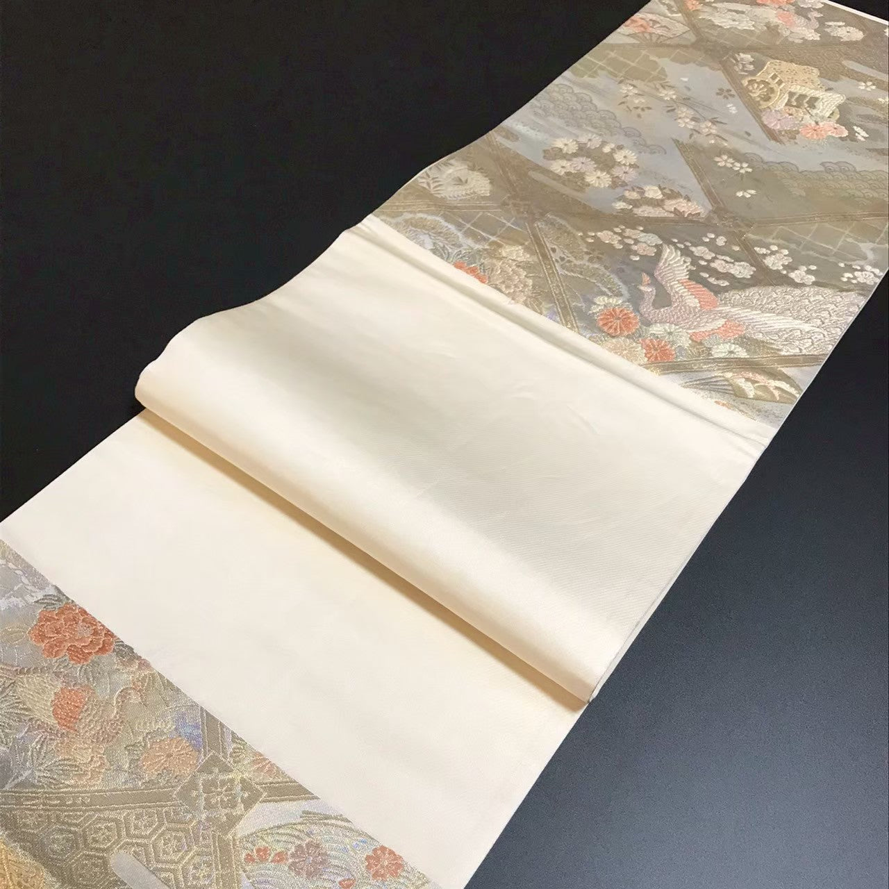 7509# Japanese Vintage Fukuro Obi Belt Kimono Fabric Silk Traditional