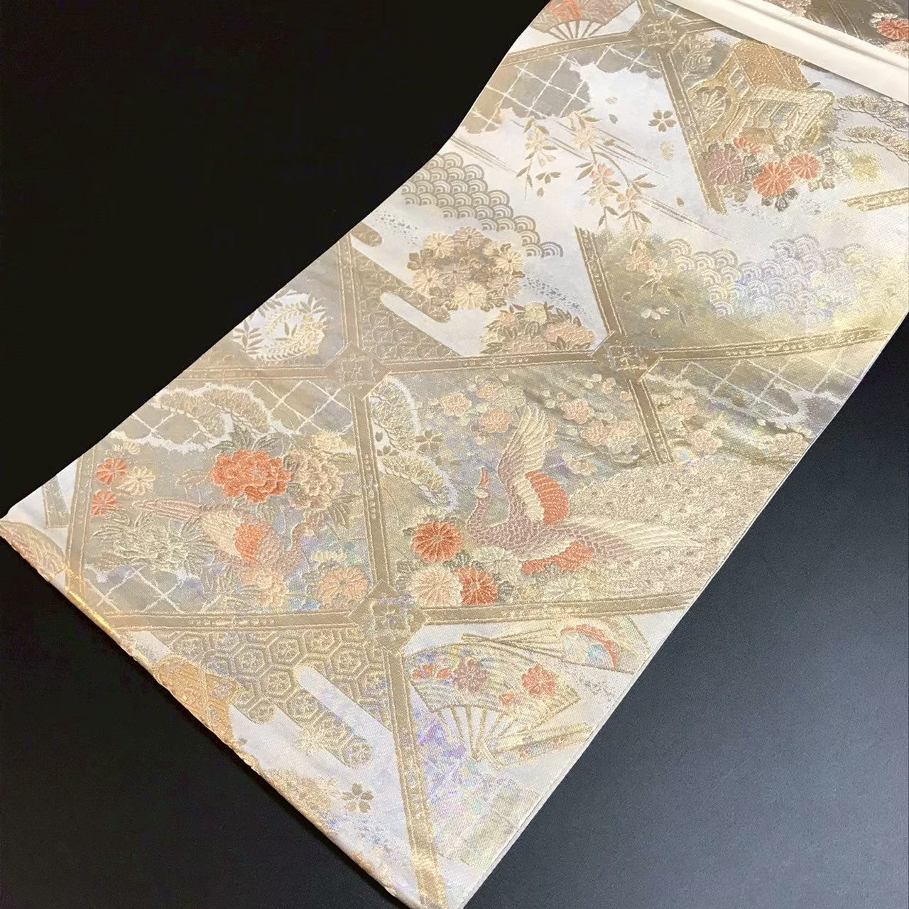 7509# Japanese Vintage Fukuro Obi Belt Kimono Fabric Silk Traditional