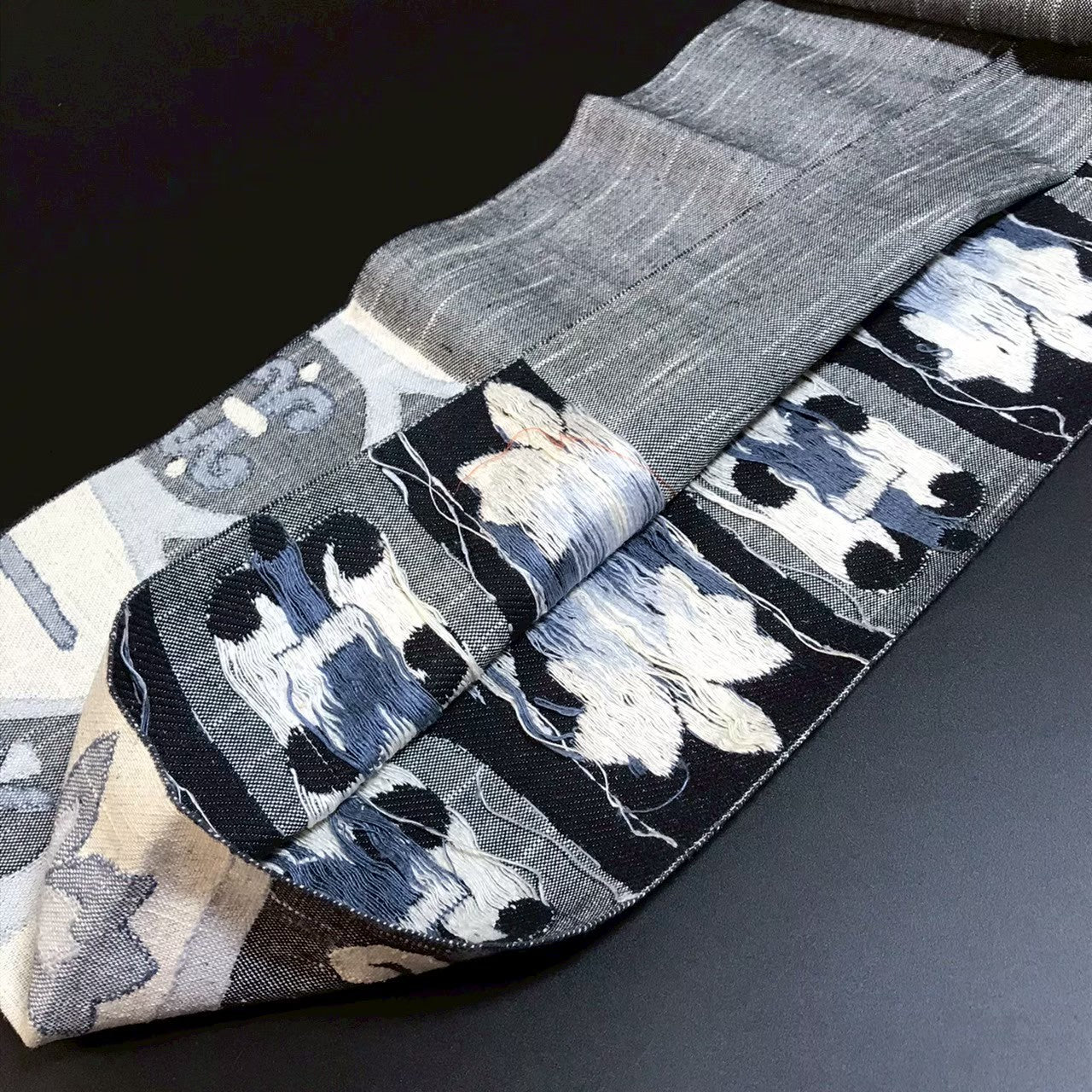 7506# Japanese Vintage Nagoya Obi Belt Kimono Tsumugi Fabric Silk Traditional