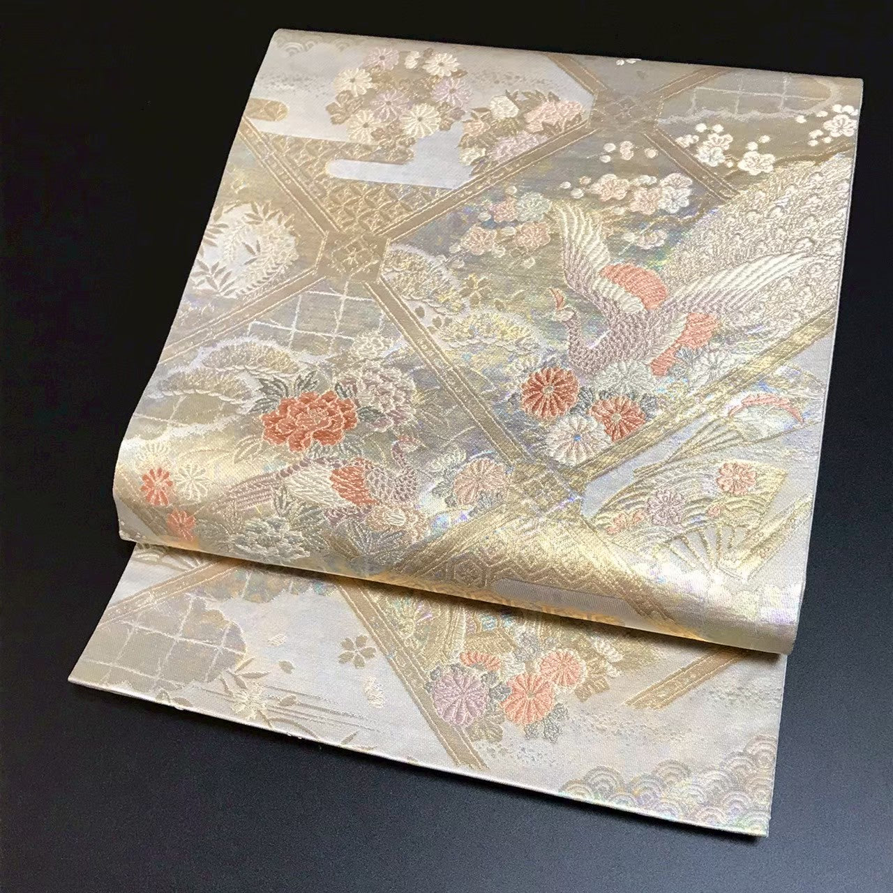 7509# Japanese Vintage Fukuro Obi Belt Kimono Fabric Silk Traditional