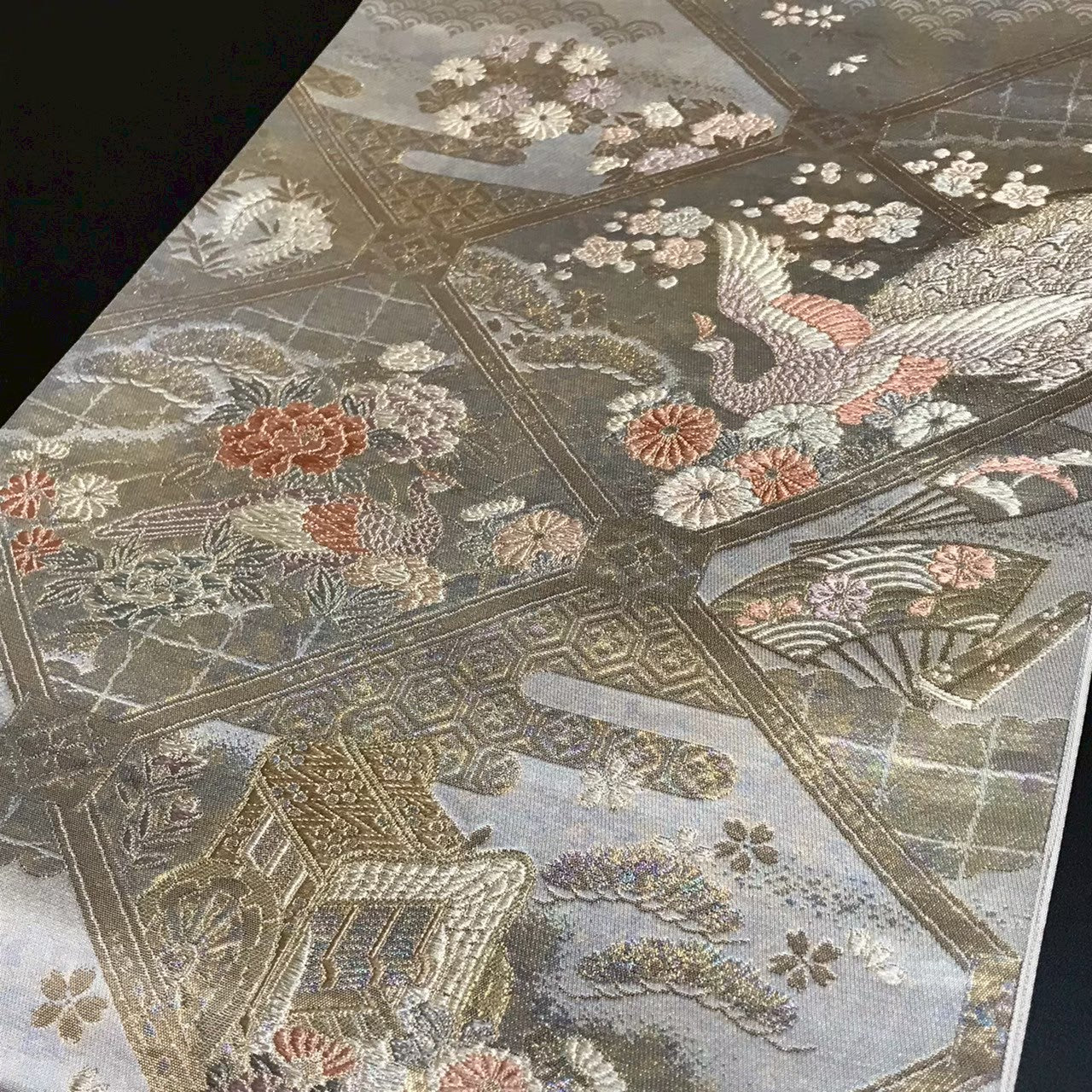 7509# Japanese Vintage Fukuro Obi Belt Kimono Fabric Silk Traditional