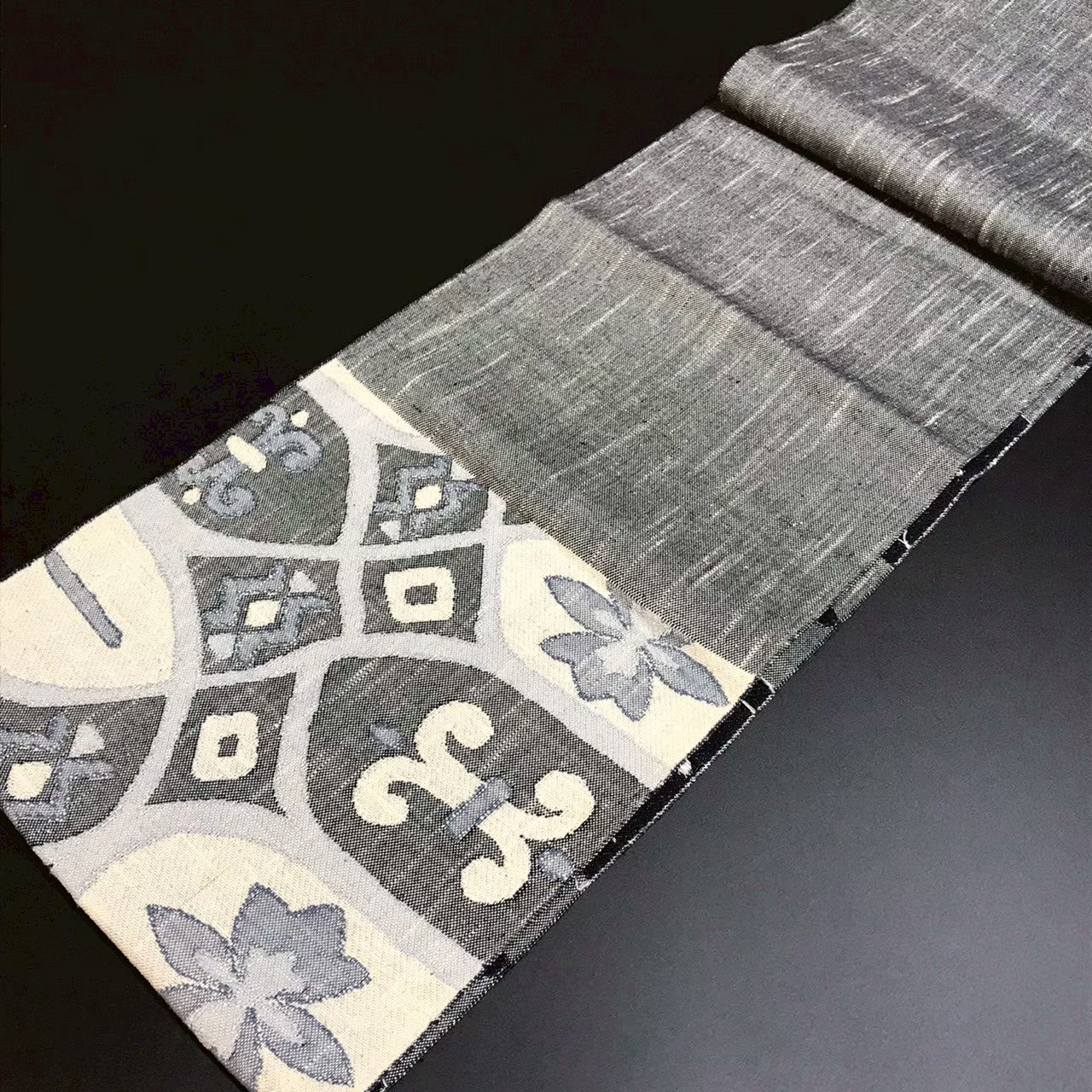 7506# Japanese Vintage Nagoya Obi Belt Kimono Tsumugi Fabric Silk Traditional