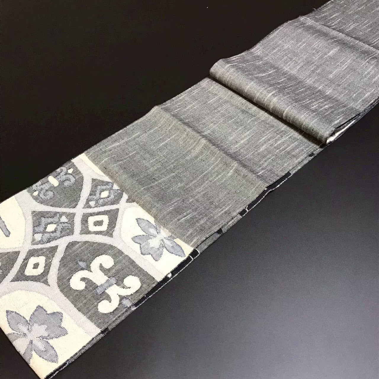 7506# Japanese Vintage Nagoya Obi Belt Kimono Tsumugi Fabric Silk Traditional