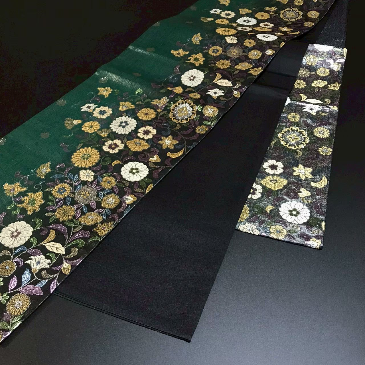 7512# Japanese Vintage Fukuro Obi Belt Kimono Fabric Silk Traditional