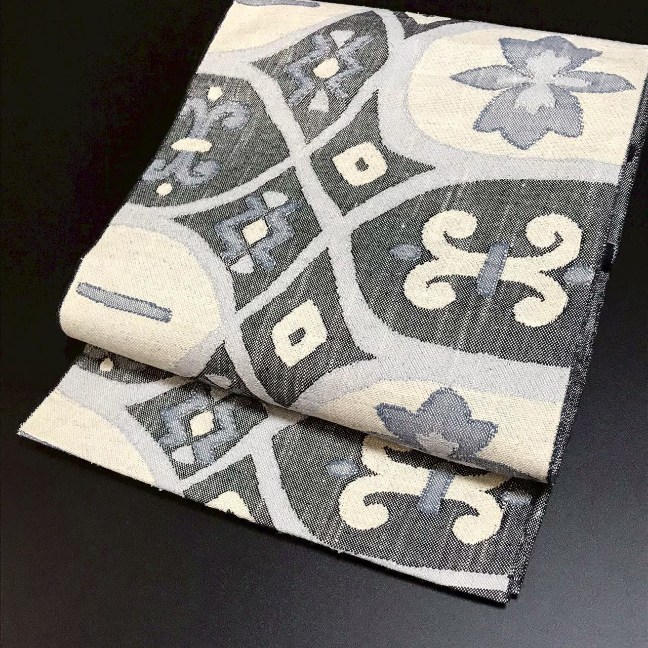 7506# Japanese Vintage Nagoya Obi Belt Kimono Tsumugi Fabric Silk Traditional