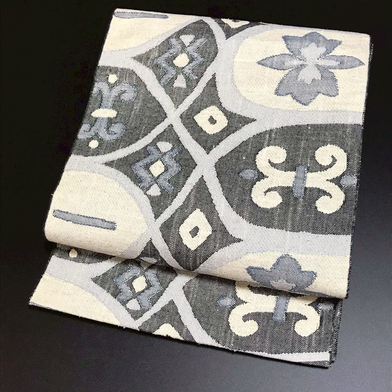 7506# Japanese Vintage Nagoya Obi Belt Kimono Tsumugi Fabric Silk Traditional