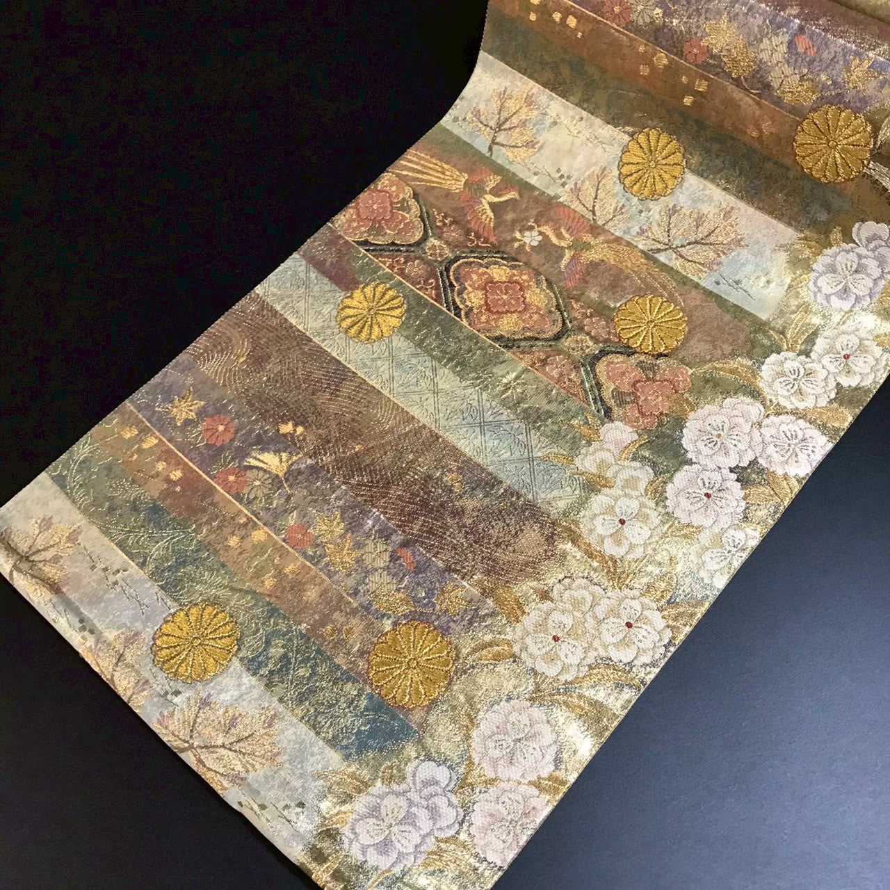 7515# Japanese Vintage Fukuro Obi Belt Kimono Fabric Silk Traditional