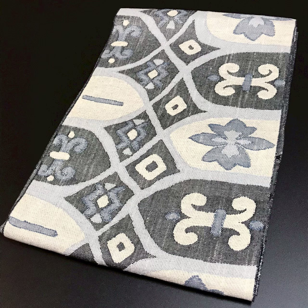 7506# Japanese Vintage Nagoya Obi Belt Kimono Tsumugi Fabric Silk Traditional