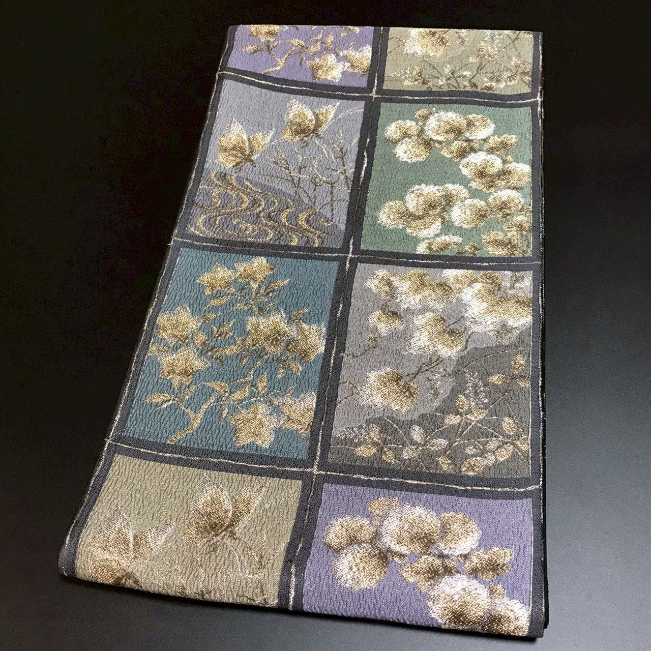 7516# Japanese Vintage Fukuro Obi Belt Kimono Fabric Silk Traditional