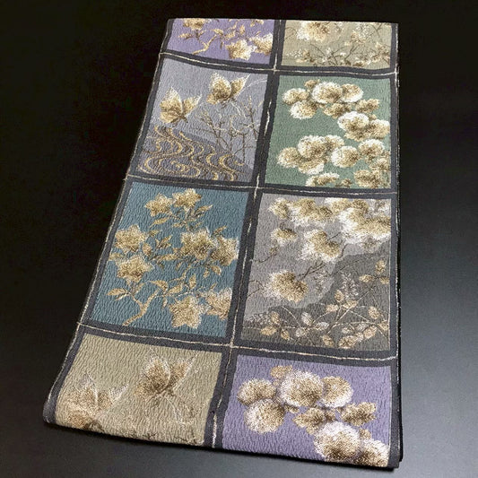 7516# Japanese Vintage Fukuro Obi Belt Kimono Fabric Silk Traditional
