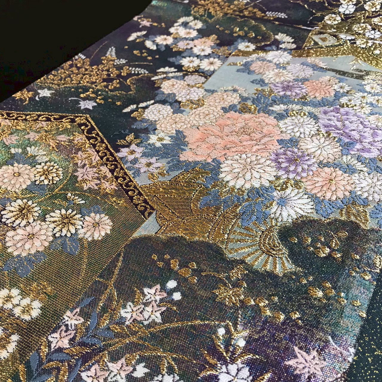 7517# Japanese Vintage Fukuro Obi Belt Kimono Fabric Silk Traditional