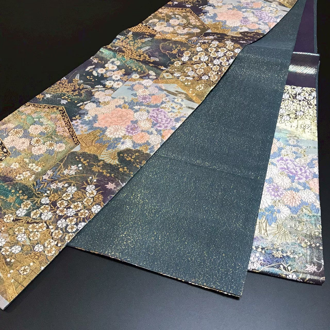 7517# Japanese Vintage Fukuro Obi Belt Kimono Fabric Silk Traditional