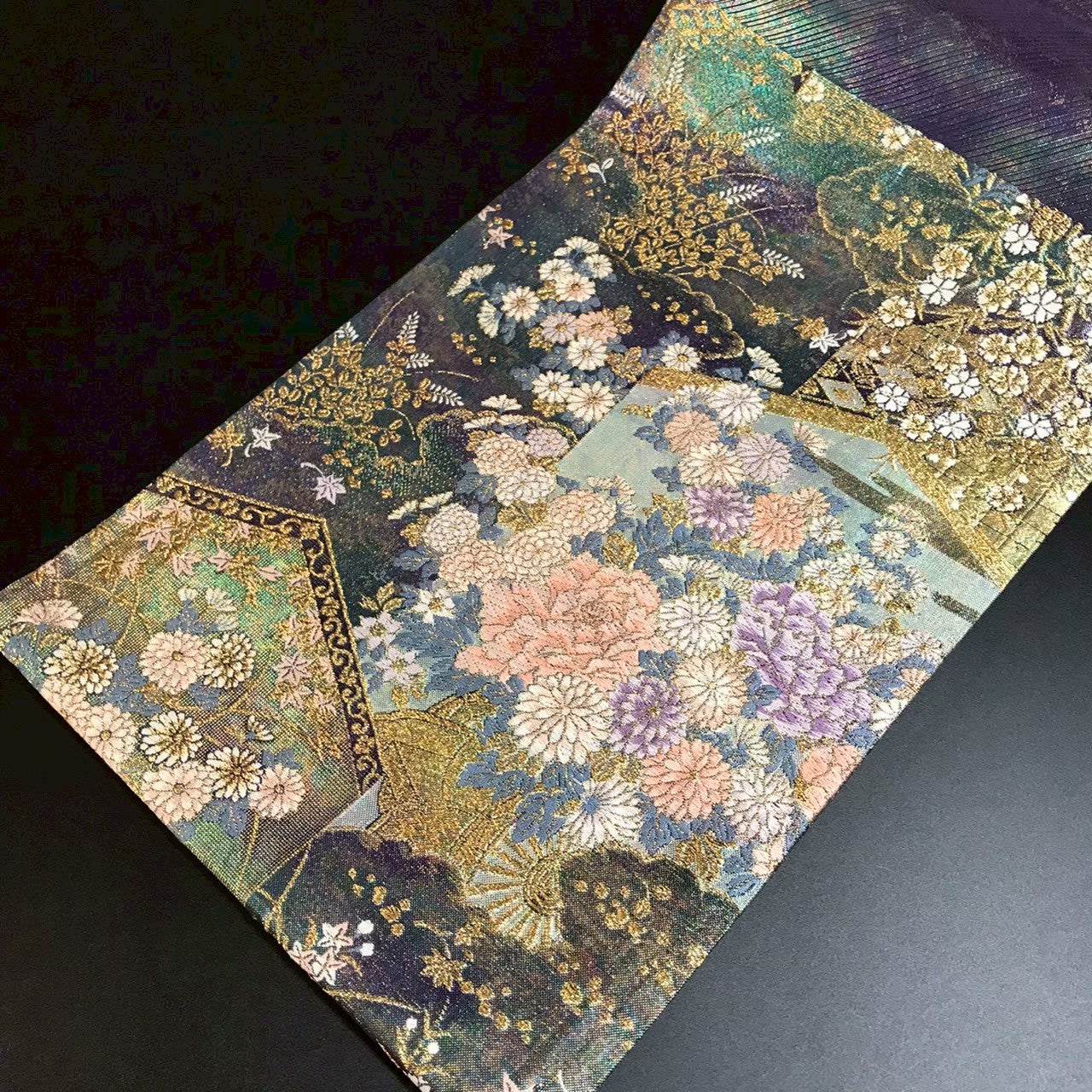 7517# Japanese Vintage Fukuro Obi Belt Kimono Fabric Silk Traditional