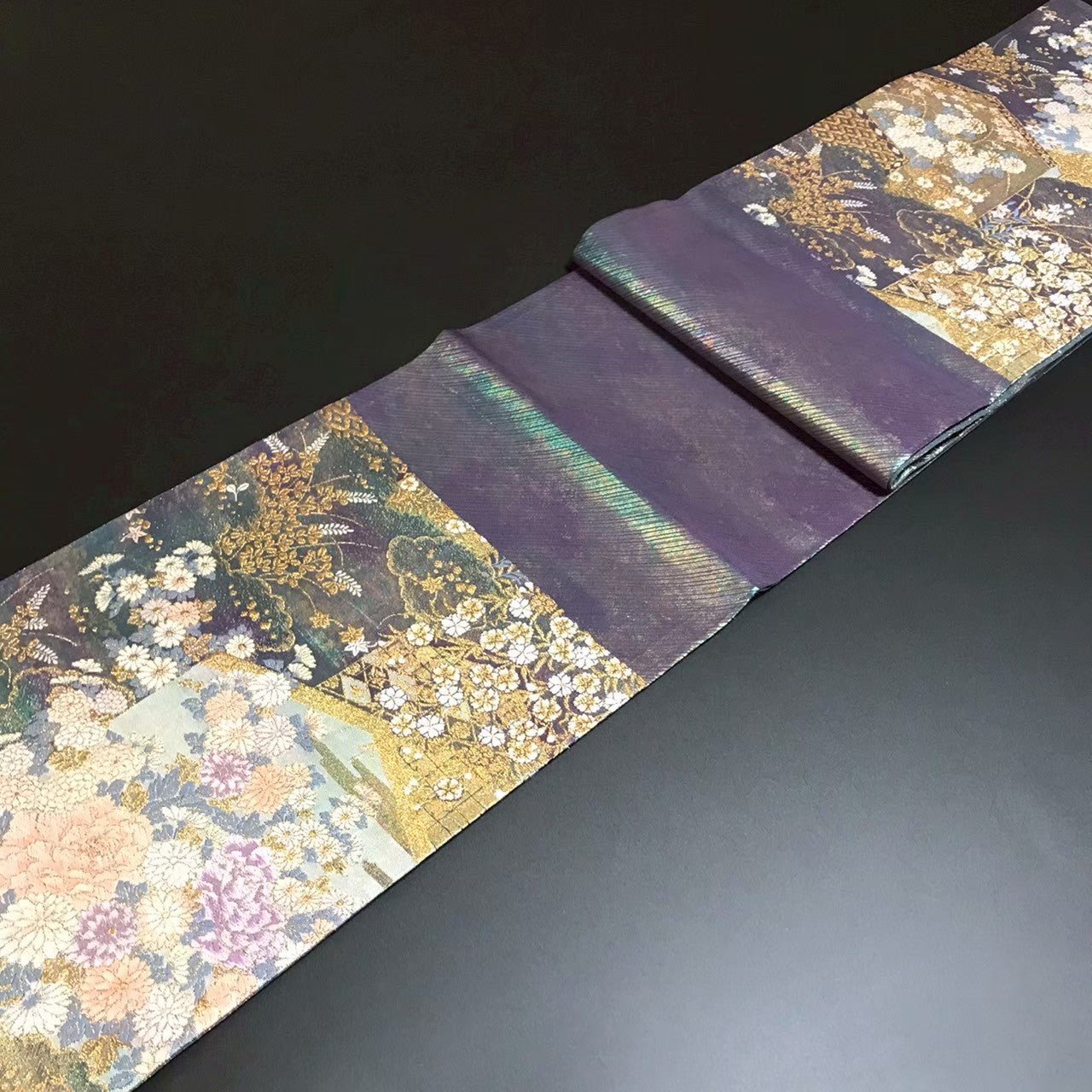 7517# Japanese Vintage Fukuro Obi Belt Kimono Fabric Silk Traditional