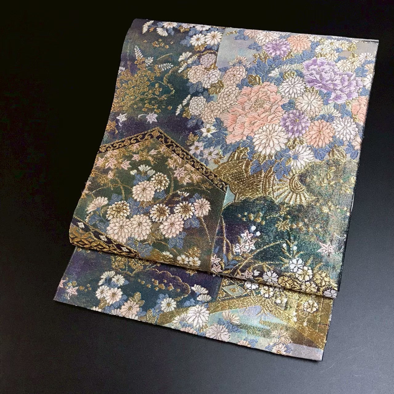 7517# Japanese Vintage Fukuro Obi Belt Kimono Fabric Silk Traditional